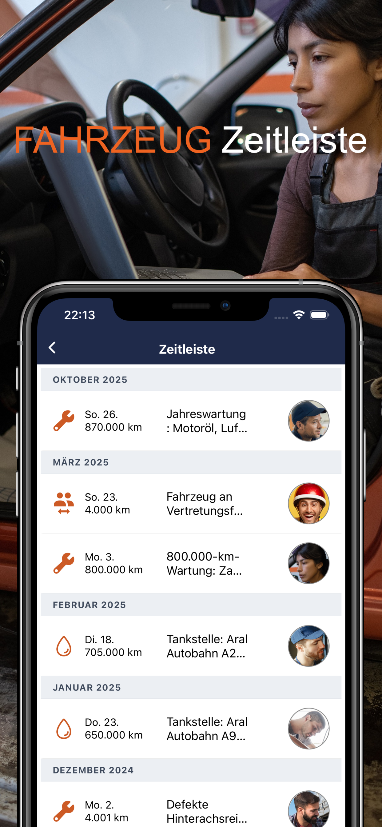 Fahrzeug-Zeitachse